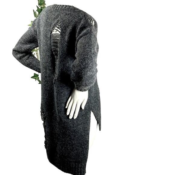 1804 Coin High Low Crew Neck Wool Blend S Grunge Sweater With Styled Holes/Runs - Picture 6 of 16